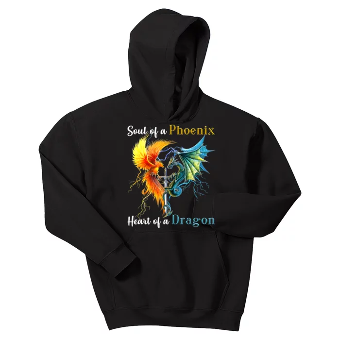 Soul Of A Phoenix Heart Of A Dragon Kids Hoodie