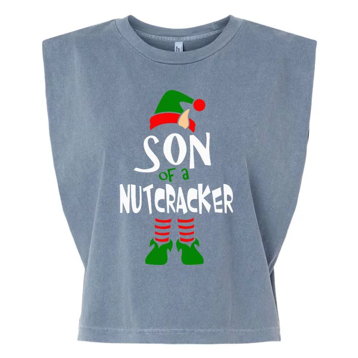 Son Of A Nutcracker Funny Elf Garment-Dyed Women's Muscle Tee