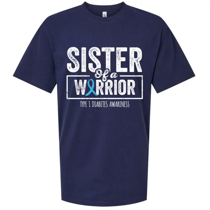 Sister Of A Warrior Type 1 Diabetes Awareness Ribbon Funny Gift Sueded Cloud Jersey T-Shirt