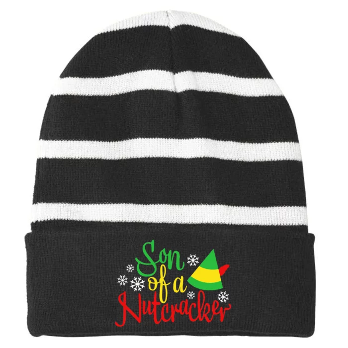 Son Of A Nutcracker Funny Christmas Costume Striped Beanie with Solid Band