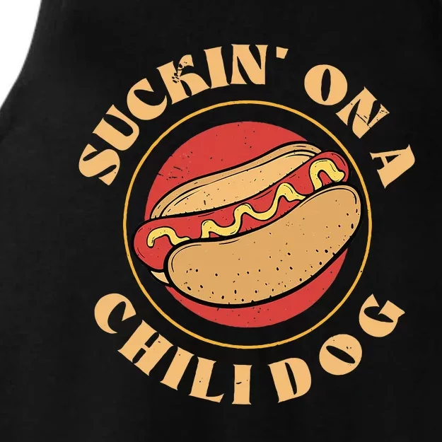 Suckin On A Chili Dog Foodie Hotdog Lover Ladies Tri-Blend Wicking Tank