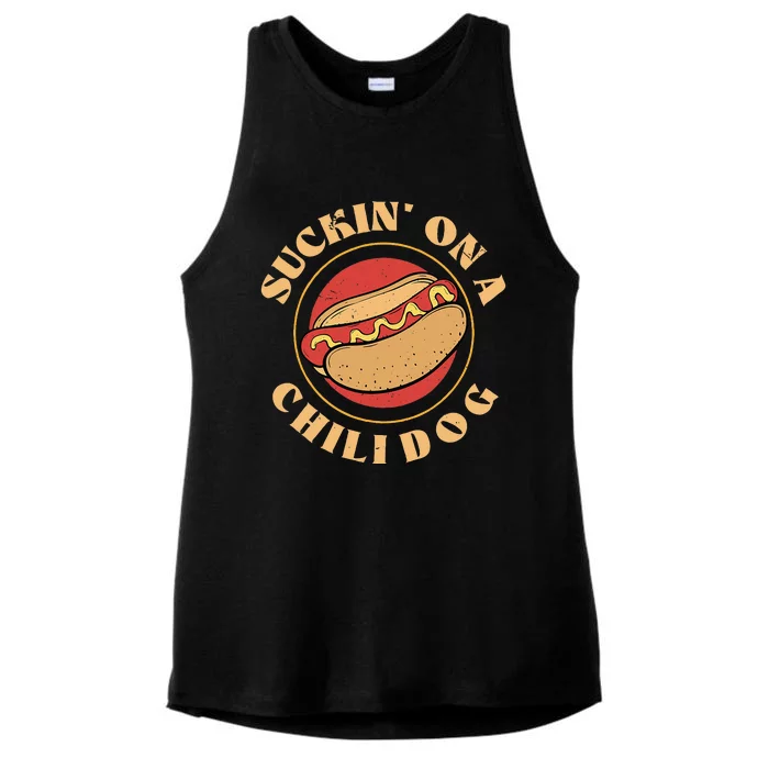 Suckin On A Chili Dog Foodie Hotdog Lover Ladies Tri-Blend Wicking Tank