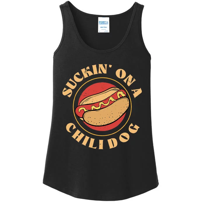 Suckin On A Chili Dog Foodie Hotdog Lover Ladies Essential Tank