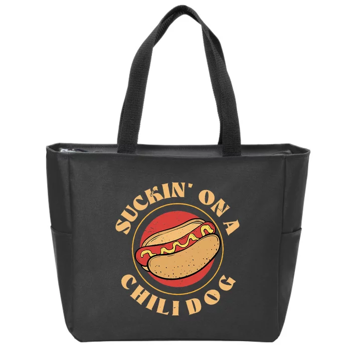 Suckin On A Chili Dog Foodie Hotdog Lover Zip Tote Bag