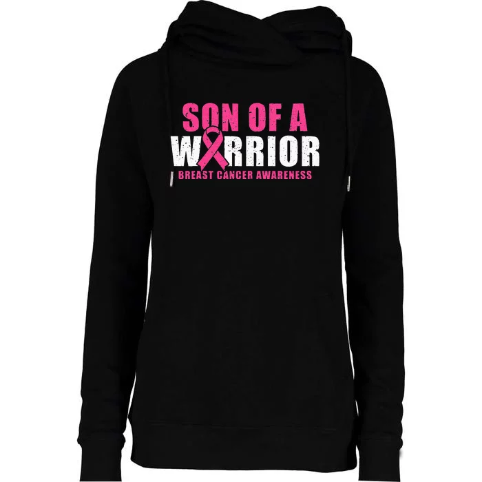 Son Of A Warrior Breast Cancer Awareness Womens Funnel Neck Pullover Hood