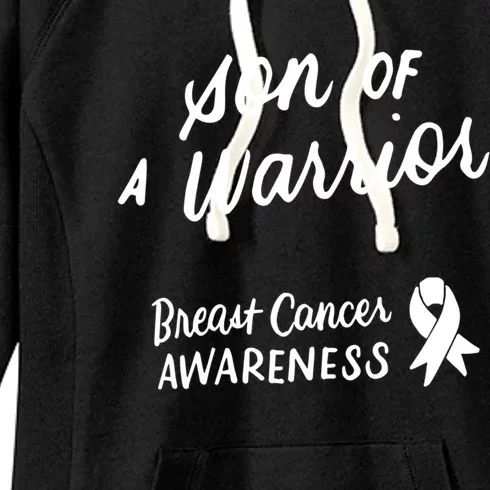 Son Of A Warrior Breast Cancer Awareness Pink Ribbon Funny Gift Cool Gift Women's Fleece Hoodie