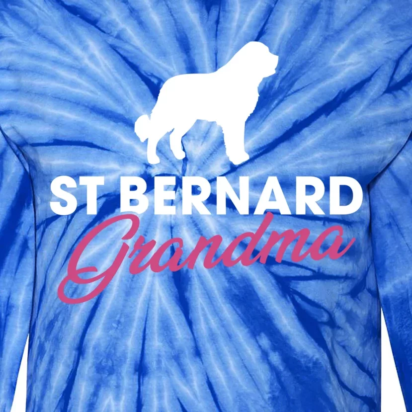 Silhouette Of A St Bernard Gift St Bernard Grandma Gift Tie-Dye Long Sleeve Shirt