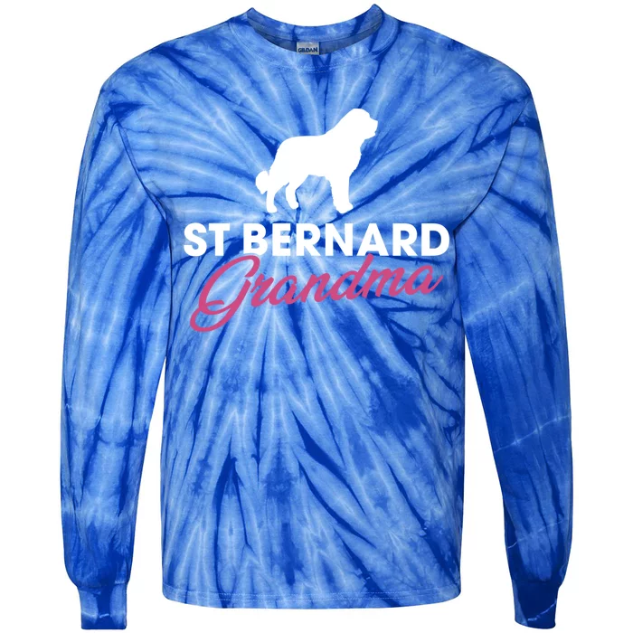 Silhouette Of A St Bernard Gift St Bernard Grandma Gift Tie-Dye Long Sleeve Shirt