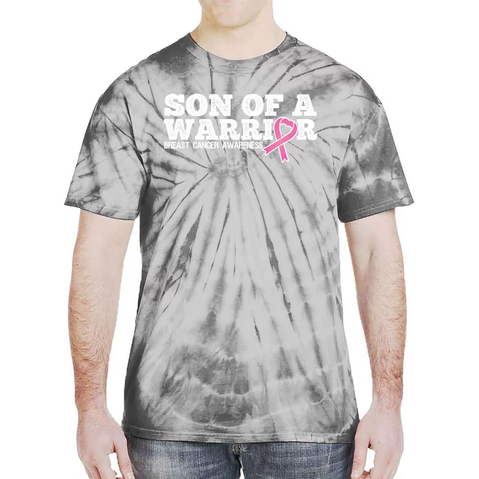 Son Of A Warrior Breast Cancer Awareness Proud Pink Ribbon Gift Tie-Dye T-Shirt