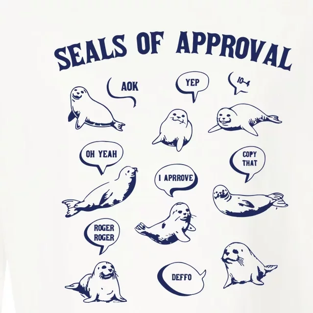 Seals Of Approval Funny Retro Cropped Pullover Crew