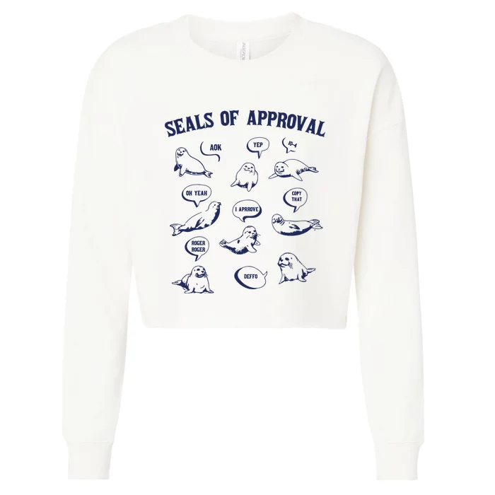 Seals Of Approval Funny Retro Cropped Pullover Crew