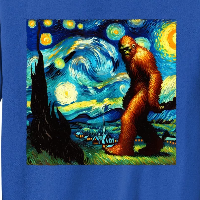 Sasquatch On A Starry Night – Squatch Van Gogh Funny Bigfoot Tall Sweatshirt