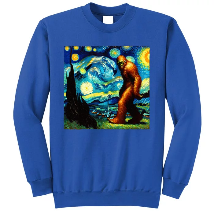 Sasquatch On A Starry Night – Squatch Van Gogh Funny Bigfoot Tall Sweatshirt