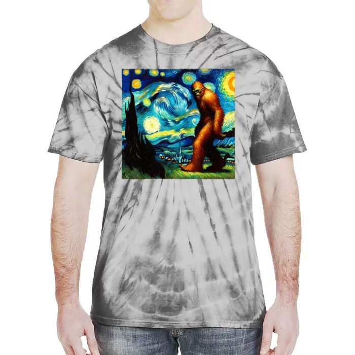 Sasquatch On A Starry Night – Squatch Van Gogh Funny Bigfoot Tie-Dye T-Shirt