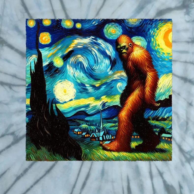 Sasquatch On A Starry Night – Squatch Van Gogh Funny Bigfoot Tie-Dye T-Shirt