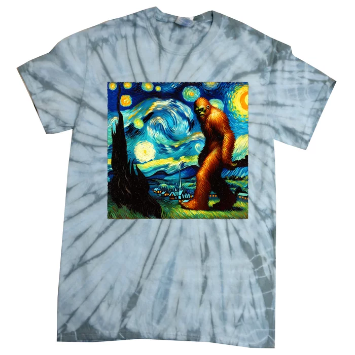 Sasquatch On A Starry Night – Squatch Van Gogh Funny Bigfoot Tie-Dye T-Shirt