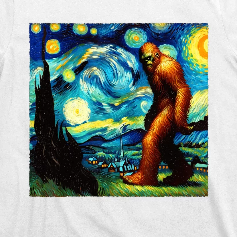 Sasquatch On A Starry Night – Squatch Van Gogh Funny Bigfoot T-Shirt