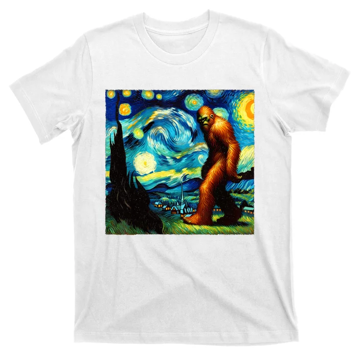 Sasquatch On A Starry Night – Squatch Van Gogh Funny Bigfoot T-Shirt