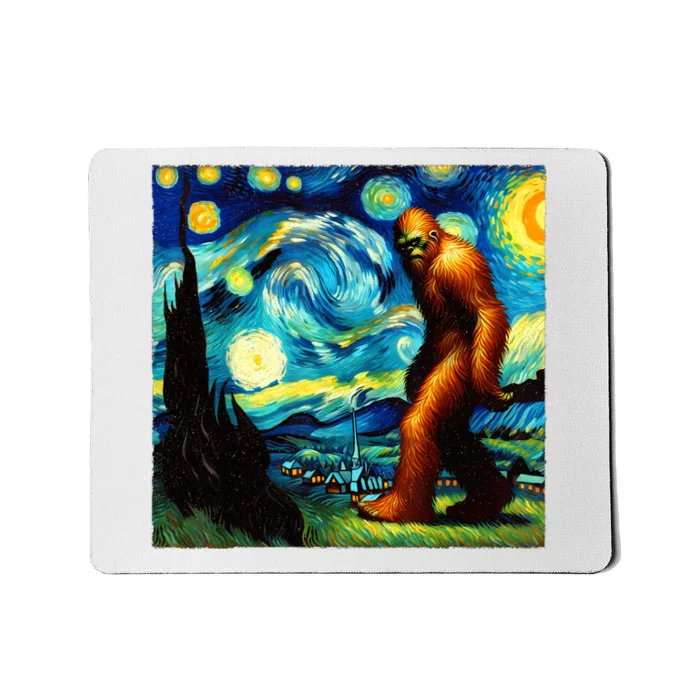 Sasquatch On A Starry Night – Squatch Van Gogh Funny Bigfoot Mousepad