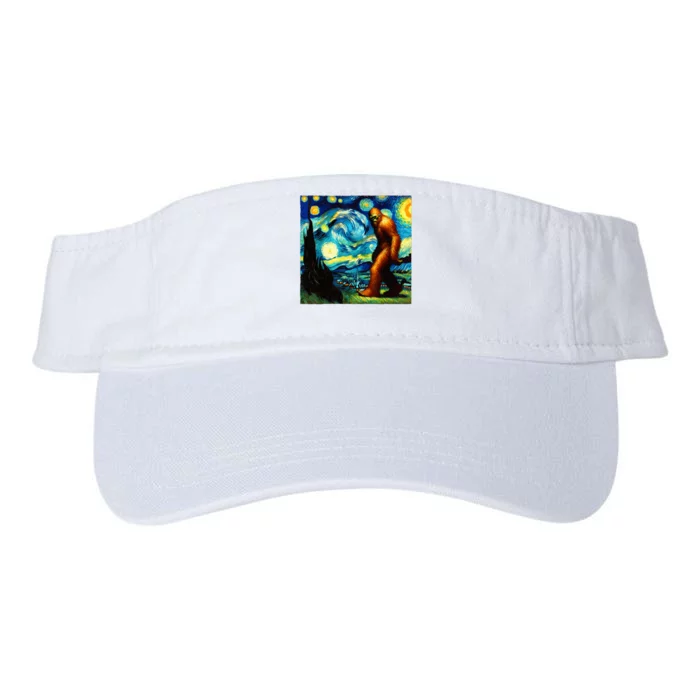 Sasquatch On A Starry Night – Squatch Van Gogh Funny Bigfoot Valucap Bio-Washed Visor