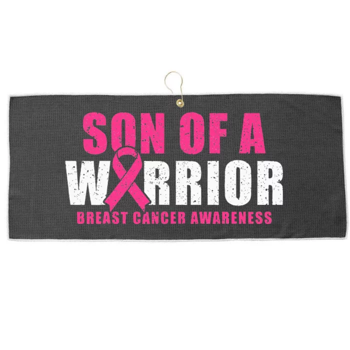 Son Of A Warrior Breast Cancer Awareness Large Microfiber Waffle Golf Towel