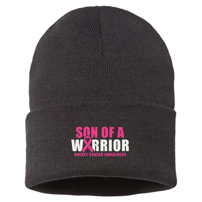 Son Of A Warrior Breast Cancer Awareness Sustainable Knit Beanie