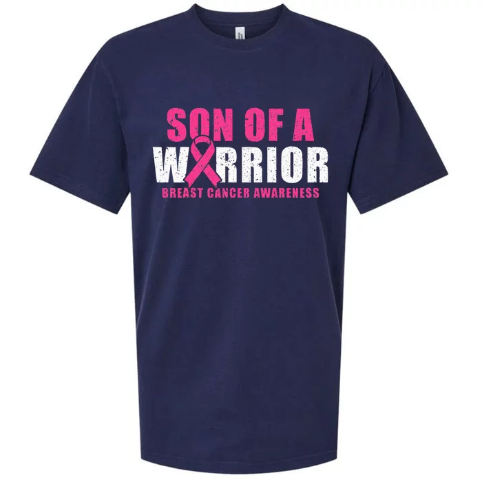 Son Of A Warrior Breast Cancer Awareness Sueded Cloud Jersey T-Shirt