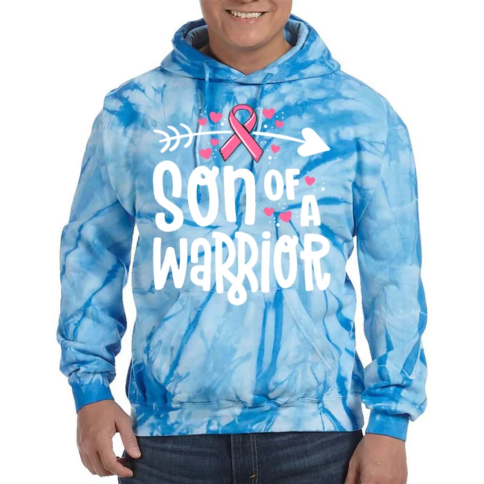 Son Of A Warrior Family Breast Cancer Gift Pink Ribbon Gift Tie Dye Hoodie