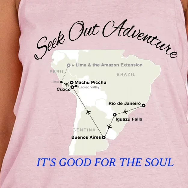 Seek Out Adventure... Its Good For The Soul Graphic Art Women's Knotted Racerback Tank