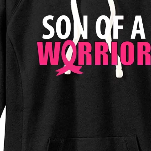 Son Of A Warrior Pink Ribbon Breast Cancer Awareness Gift Women's Fleece Hoodie