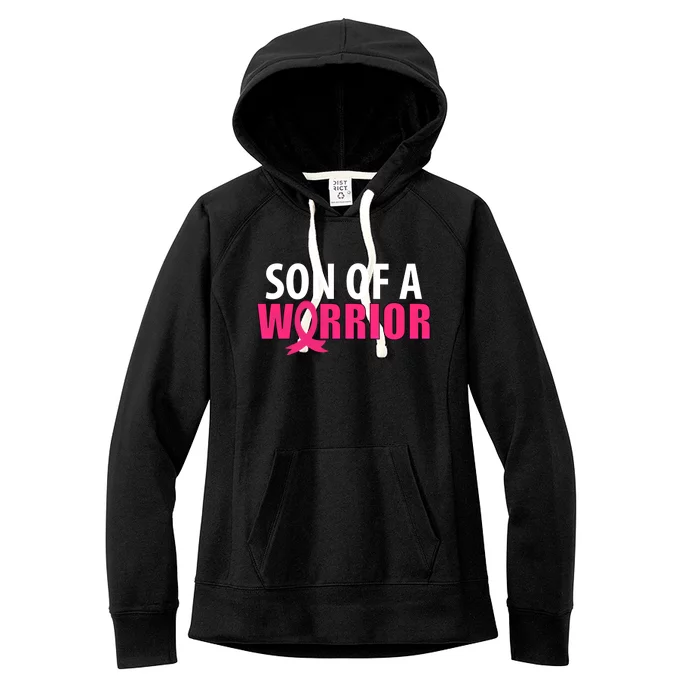 Son Of A Warrior Pink Ribbon Breast Cancer Awareness Gift Women's Fleece Hoodie