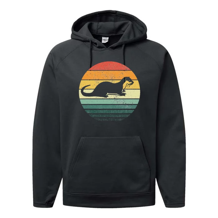 Sea Otter Animal Sunset Retro Vintage 70s Nature Lovers Performance Fleece Hoodie