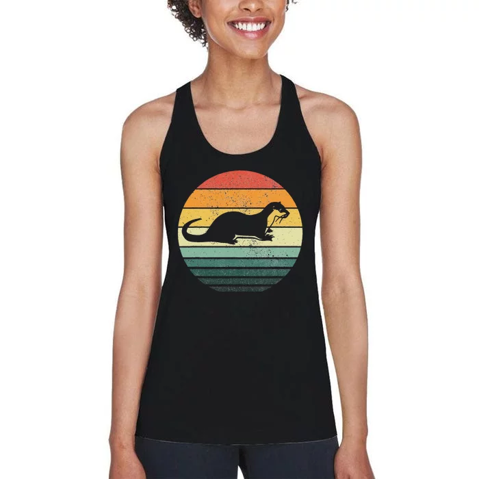 Sea Otter Animal Sunset Retro Vintage 70s Nature Lovers Women's Racerback Tank