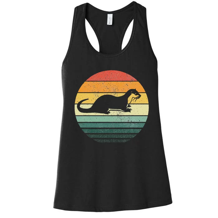 Sea Otter Animal Sunset Retro Vintage 70s Nature Lovers Women's Racerback Tank