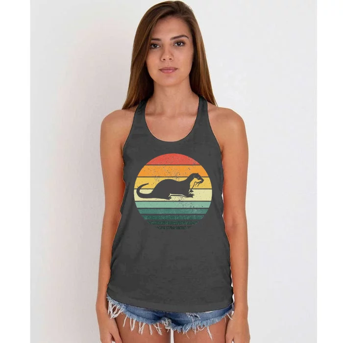 Sea Otter Animal Sunset Retro Vintage 70s Nature Lovers Women's Knotted Racerback Tank