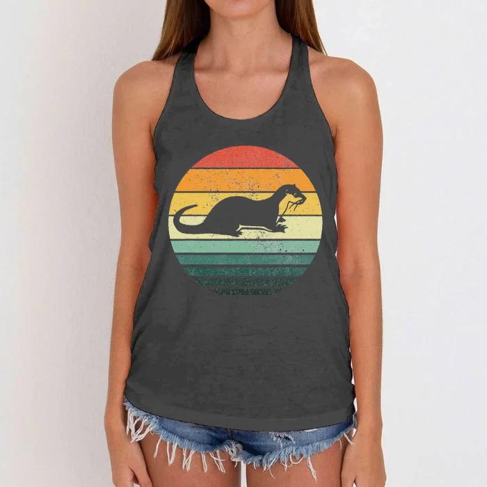 Sea Otter Animal Sunset Retro Vintage 70s Nature Lovers Women's Knotted Racerback Tank