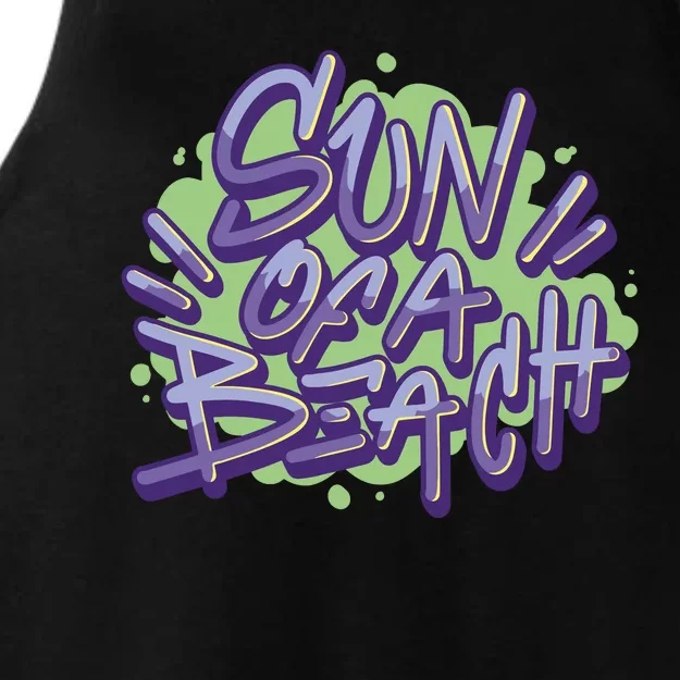 Sun Of A Beach Graffiti Summer Ladies Tri-Blend Wicking Tank