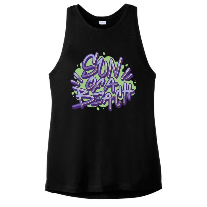 Sun Of A Beach Graffiti Summer Ladies Tri-Blend Wicking Tank