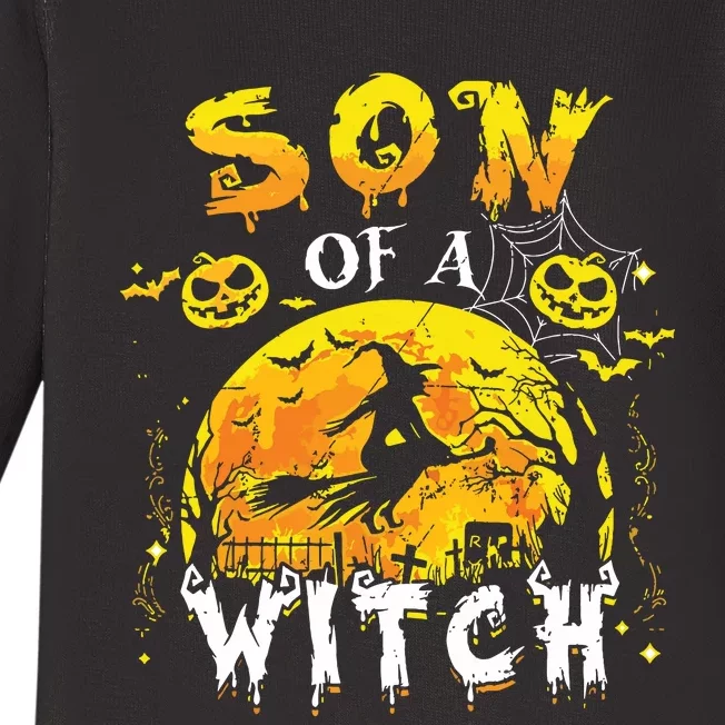 Son Of A Witch Funny Family Matching Halloween Pumpkin Baby Long Sleeve Bodysuit