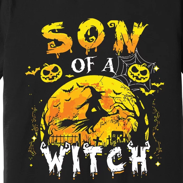 Son Of A Witch Funny Family Matching Halloween Pumpkin Premium T-Shirt