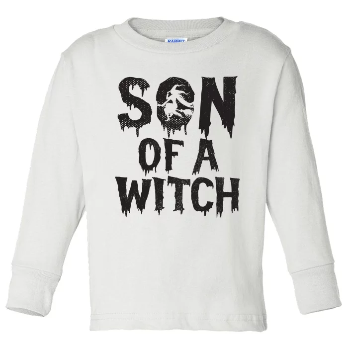 Son Of A Witch Mom Halloween Trick Or Treat Spooky Kids Boy Toddler Long Sleeve Shirt