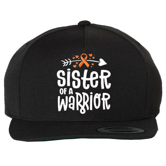 Sister Of A Warrior Orange Family Leukemia Cancer Awareness Wool Snapback Cap