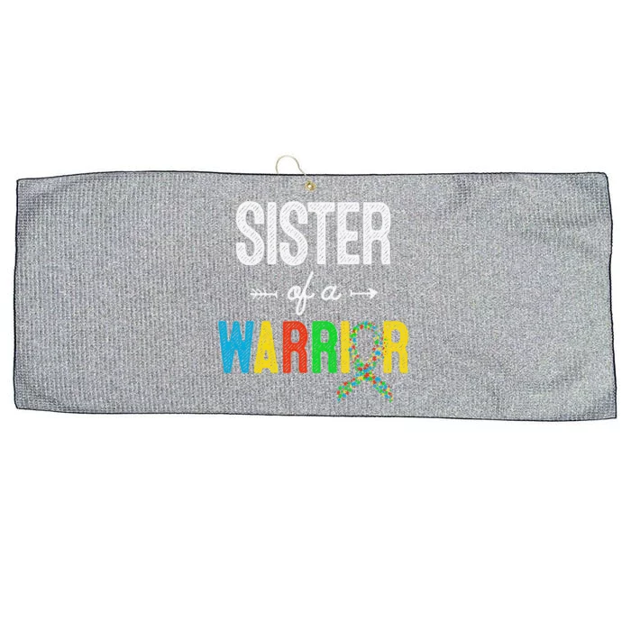 Sister Of A Warrior Autism Awareness Support Large Microfiber Waffle Golf Towel