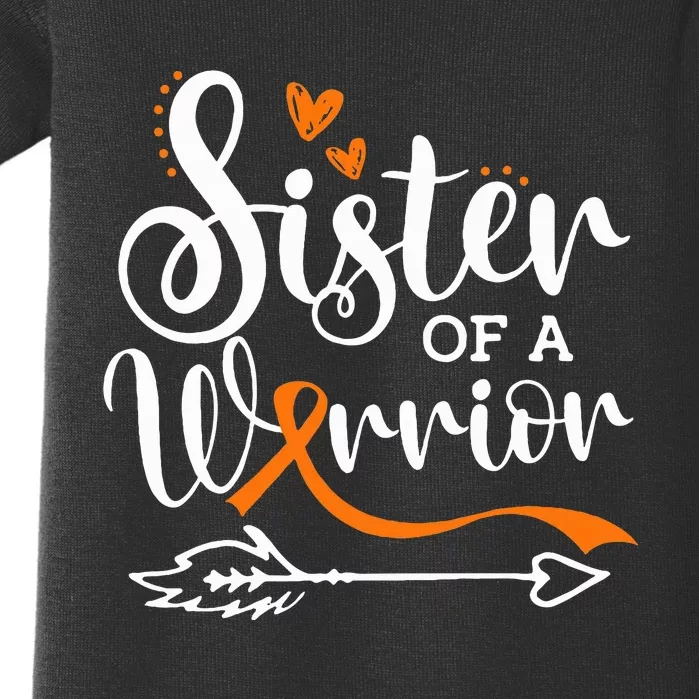 Sister Of A Warrior Orange Leukemia Cancer Awareness Baby Bodysuit