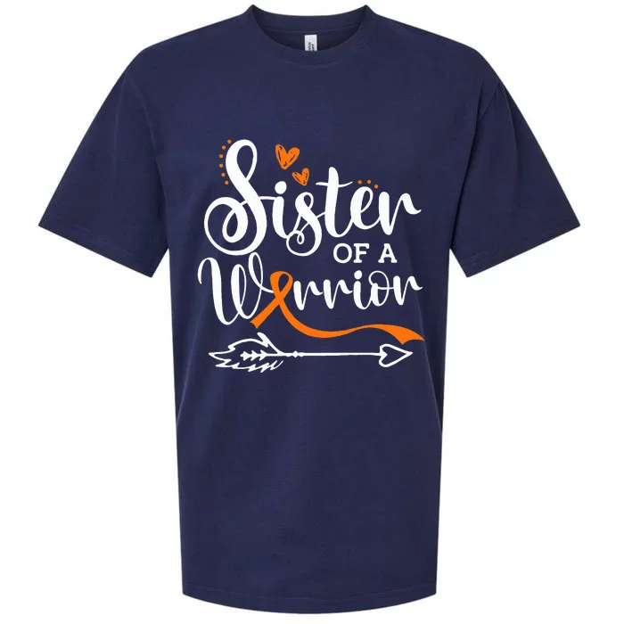 Sister Of A Warrior Orange Leukemia Cancer Awareness Sueded Cloud Jersey T-Shirt