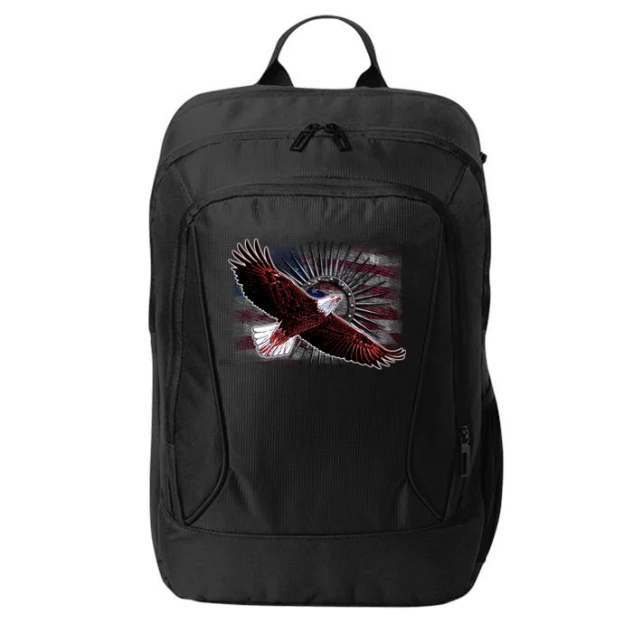 Soaring Metal Eagle American Flag City Backpack