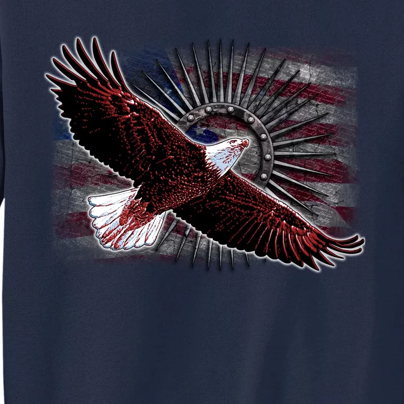 Soaring Metal Eagle American Flag Tall Sweatshirt