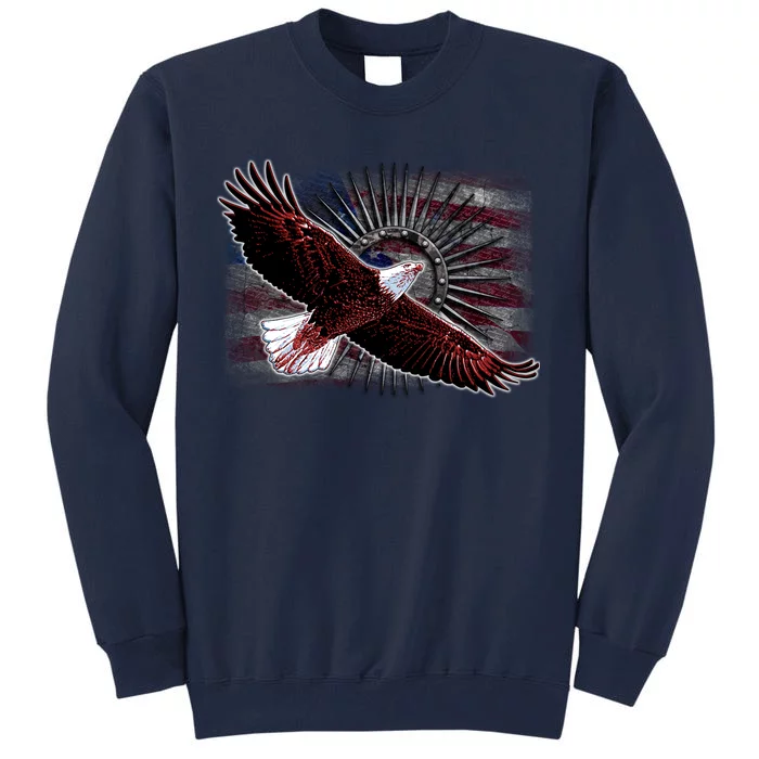 Soaring Metal Eagle American Flag Tall Sweatshirt