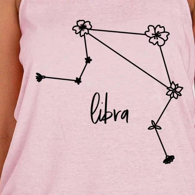 September October Birthday Cute Floral Zodiac Sign Libra Gift Women's Knotted Racerback Tank