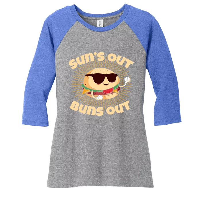 Suns Out Buns Out Summer Fun Beach Getaway Gift Women's Tri-Blend 3/4-Sleeve Raglan Shirt